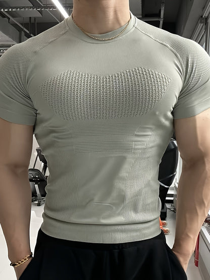 T-shirt de fitness homme | T-shirt à manches courtes près du corps | Silhouette définie | Look moderne de vêtements de sport