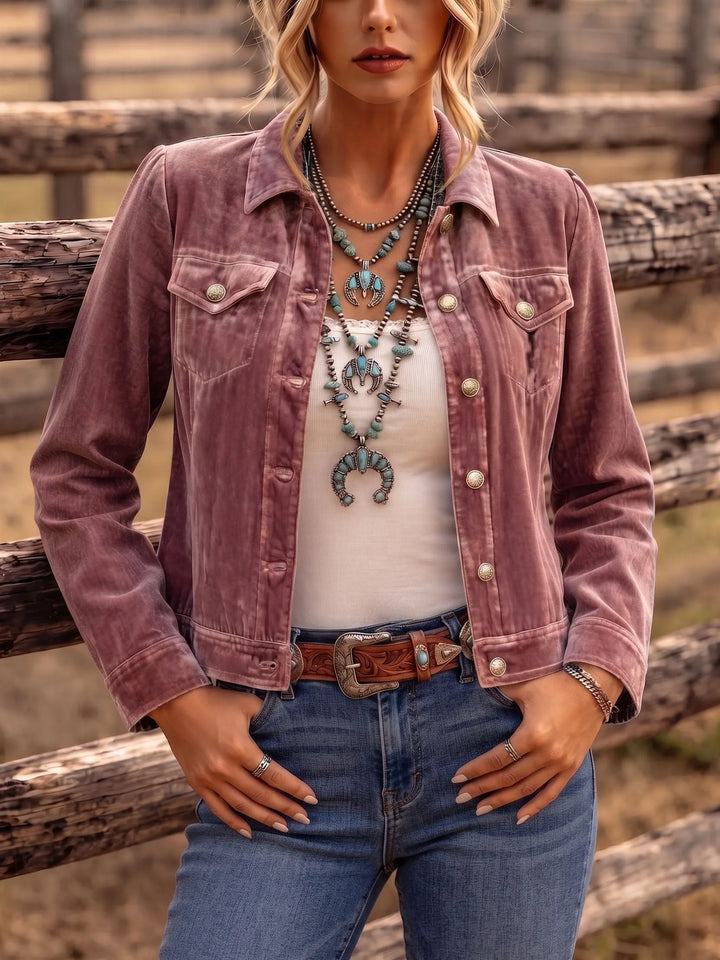 Elena | Women's Relaxed Fit Vintage Wash Button Jacket
