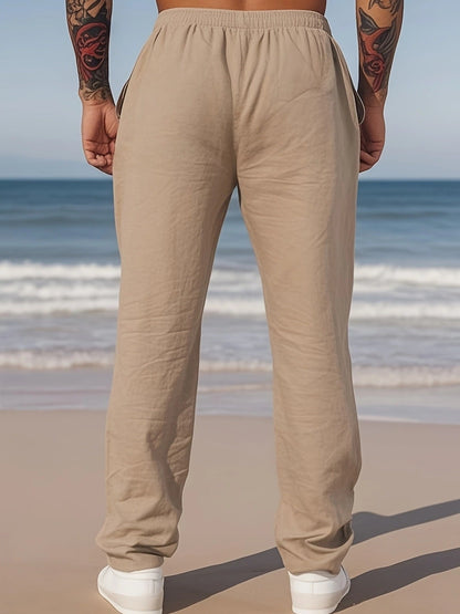 Pánský dvoudílný set | Volnočasová košile s kalhotami na stažení | Pohodlný střih | Letní resortní vzhled