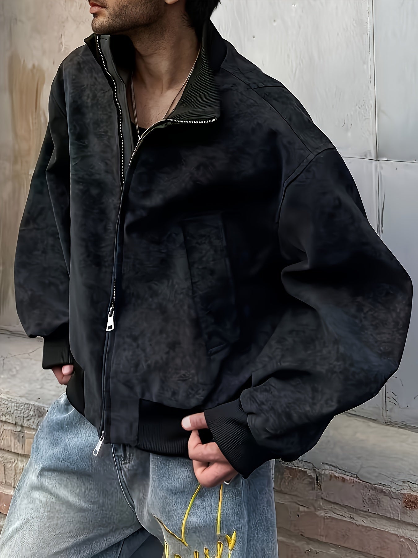 Giacca bomber da uomo | Vestibilità comoda con cerniera | Collo alto | Look casual streetwear