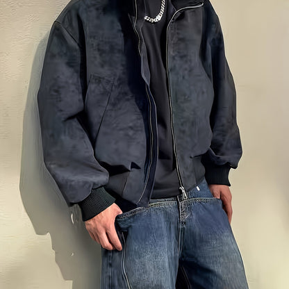 Giacca bomber da uomo | Vestibilità comoda con cerniera | Collo alto | Look casual streetwear