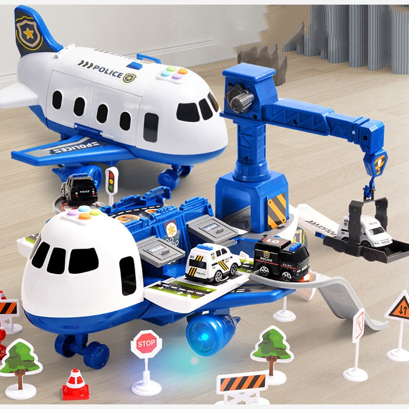 Abenteuer-Flugzeug-Spielset – großes Flugzeug und sechs Mini-Baufahrzeuge – geeignet für Kinder von 3 bis 6 Jahren – fördert kreatives Spielen 5