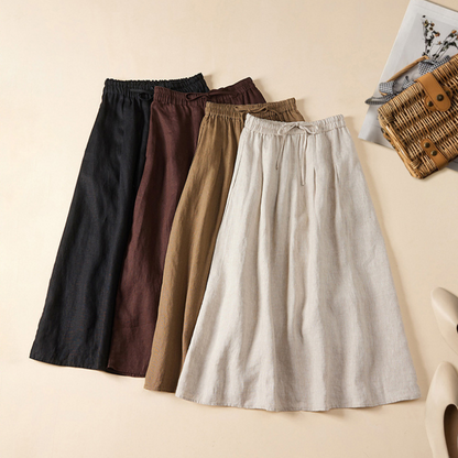 Damen Midi Rock mit Gerafftem Bund | Fließende Form