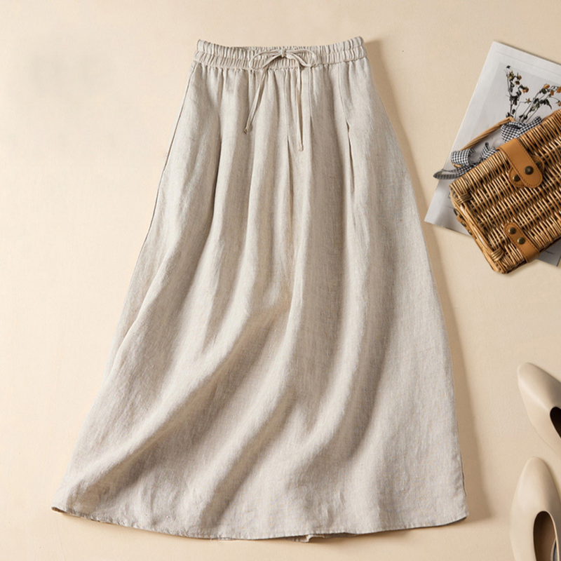 Damen Midi Rock mit Gerafftem Bund | Fließende Form