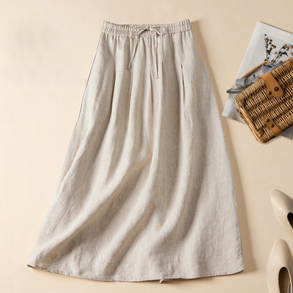 Damen Midi Rock mit Gerafftem Bund | Fließende Form