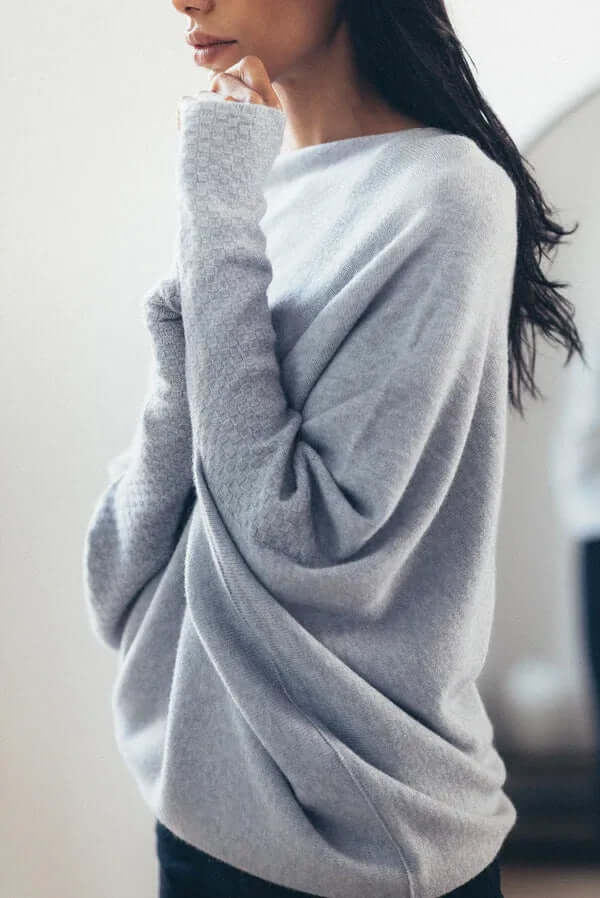 Asymmetrischer drapierter Strickpullover für Damen | Weich & Warm 0
