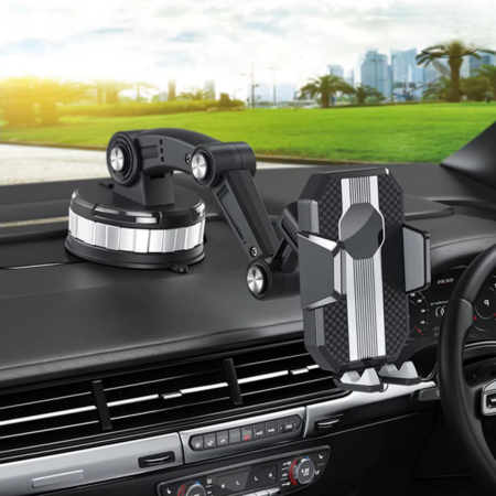 Autotelefonhalterung mit starkem Saugnapf, 360°-Drehung, Einhandbedienung – Universelle Handyhalterung fürs Auto 1