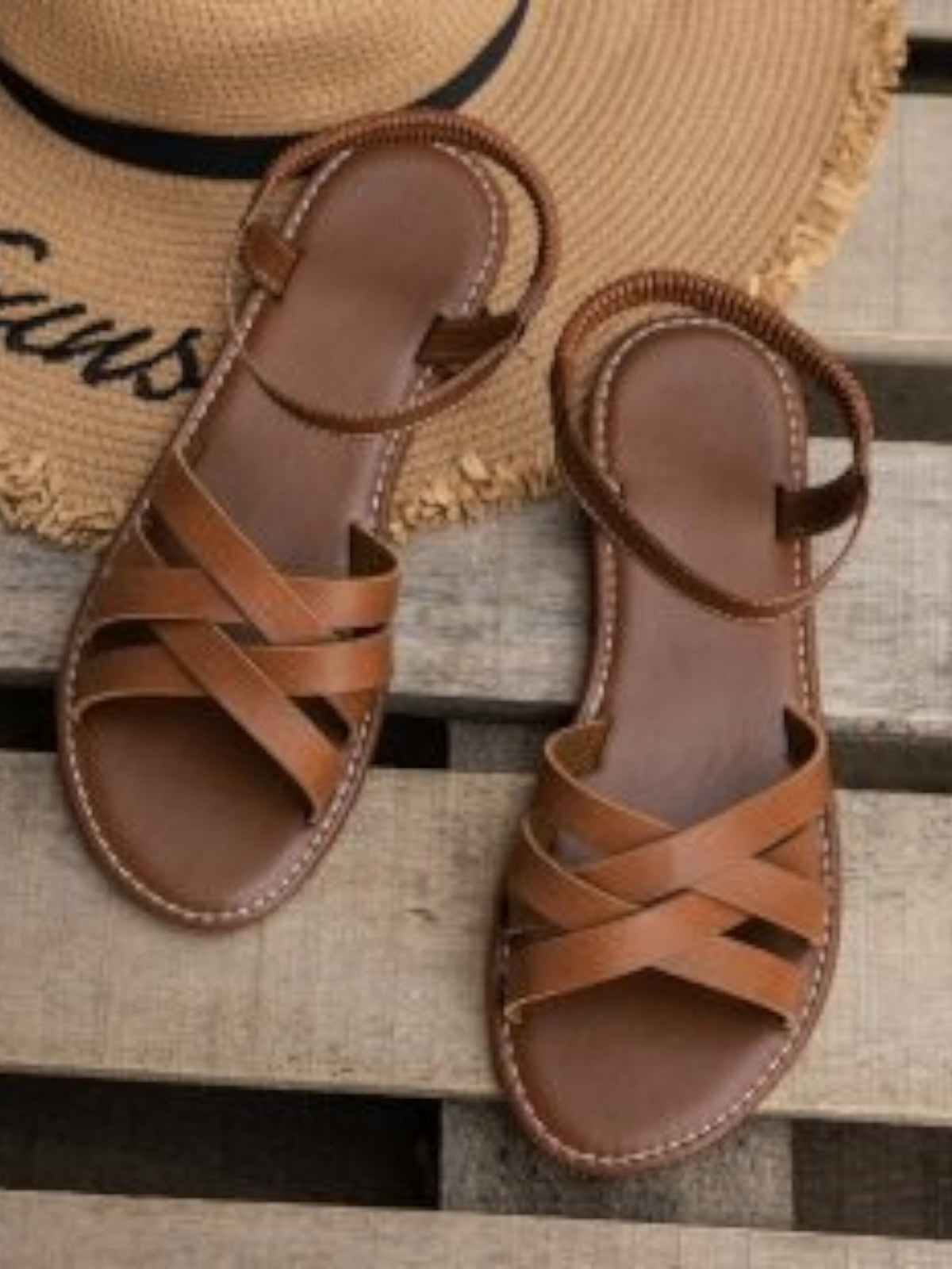 Damen Flache Sandalen mit Knöchelriemen | Minimalistisch