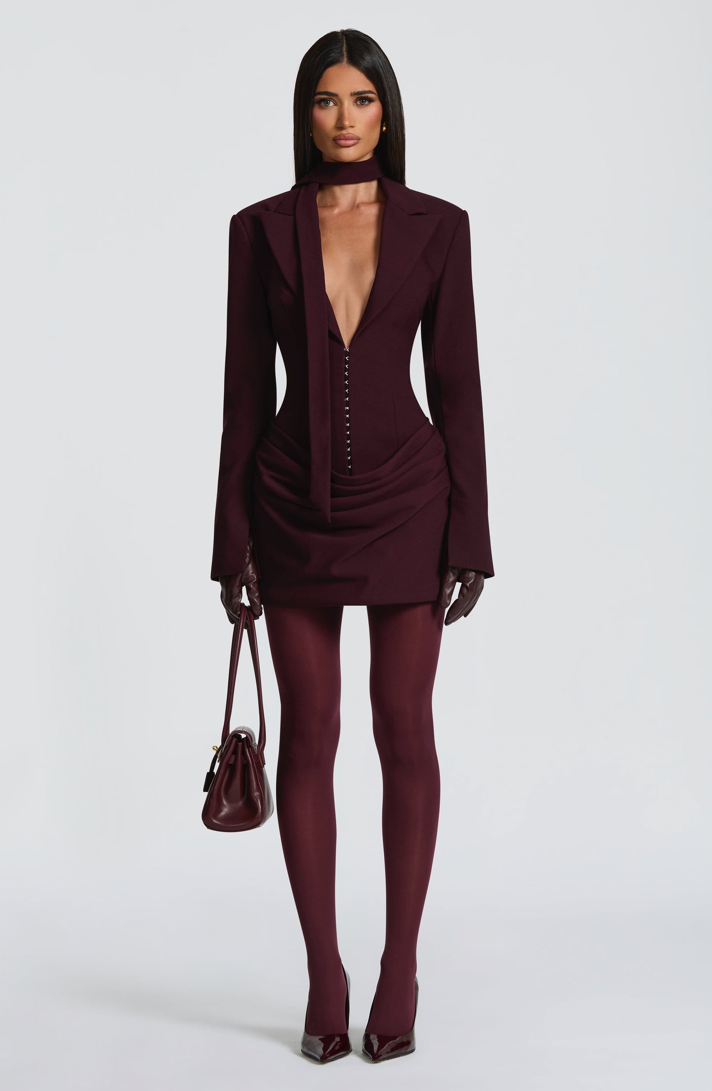 Damen Langarm Minikleid Mit Kragen Knopfdetails | Knopfdetail