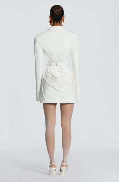 Damen Langarm Minikleid Mit Kragen Knopfdetails | Knopfdetail