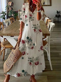Bettina | Damen Kurzärmelig V-Ausschnitt Bohème Sommerkleid | Maxi 7