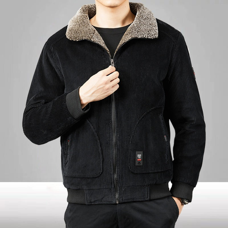Bomberjacke für Herren – Textur – Sherpa-Futter – Lockere Passform – Reißverschluss vorne – Lässig