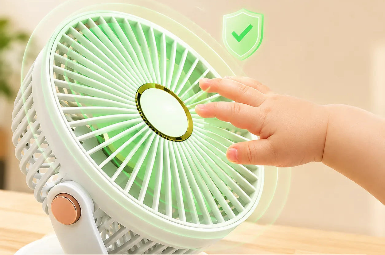 Ventilatore a clip con batteria, LED, 5 velocità e 8000 mAh