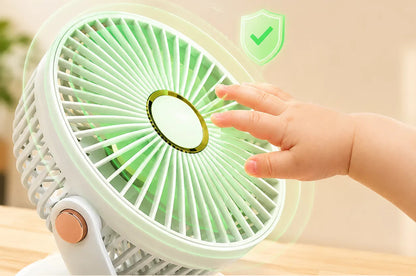 Ventilatore a clip con batteria, LED, 5 velocità e 8000 mAh
