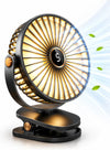 Ventilatore a clip con batteria, LED, 5 velocità e 8000 mAh