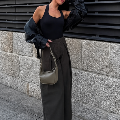 Damen High Waist Weite Tailored Hose Für Abschlusslooks Mit Falten Vorne | Faltenfront