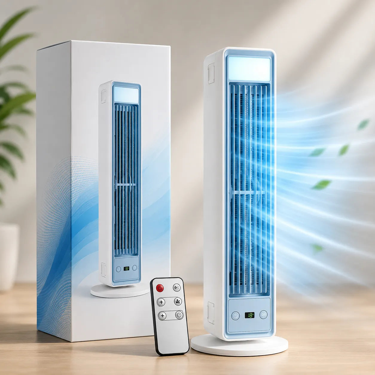 Ventilatore a torre senza rotore con telecomando e distribuzione dell'aria