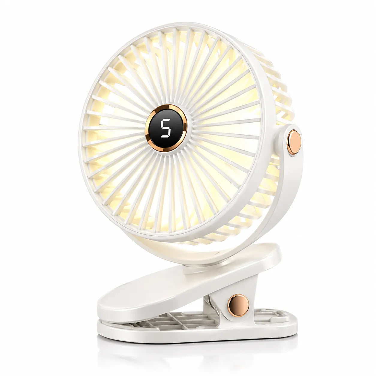 Ventilatore a clip con batteria, LED, 5 velocità e 8000 mAh