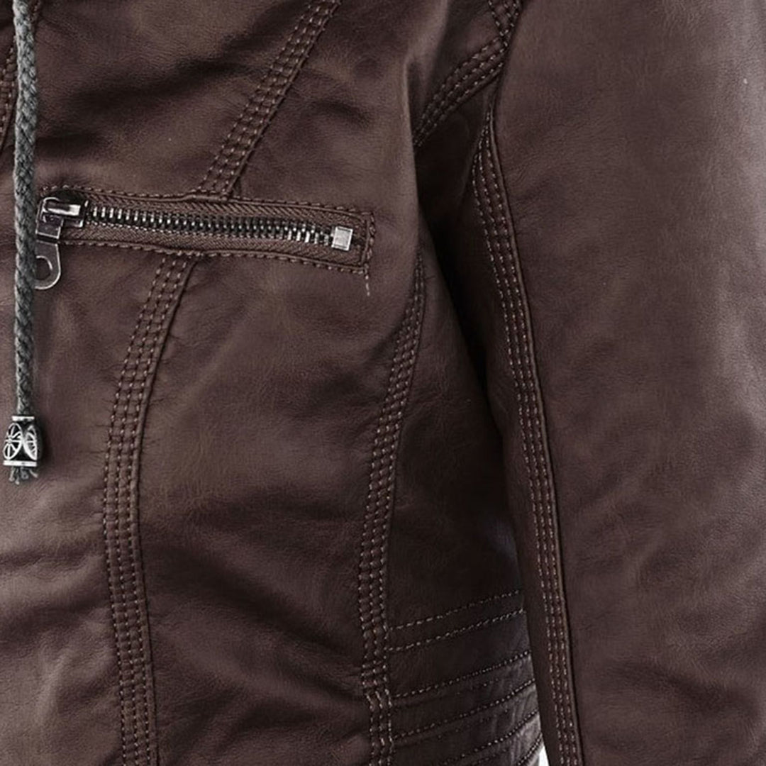 Celeste | Slim-Fit Hooded Moto Jacket