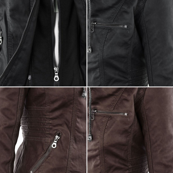 Celeste | Slim-Fit Hooded Moto Jacket