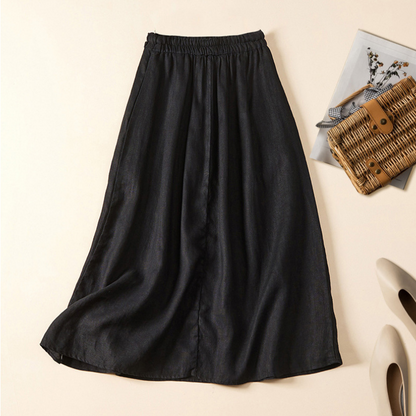 Damen Midi Rock mit Gerafftem Bund | Fließende Form