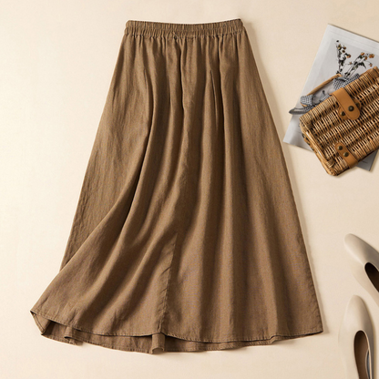 Damen Midi Rock mit Gerafftem Bund | Fließende Form