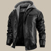 Daan Herren-Winterlederjacke | Robustes Design mit abnehmbarer Kapuze 0