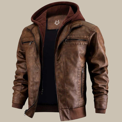 Daan Herren-Winterlederjacke | Robustes Design mit abnehmbarer Kapuze 4