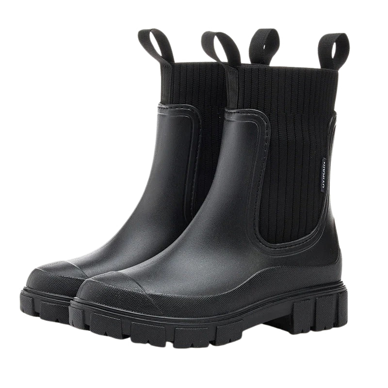 Damen-Schlupfstiefel bis zur Wade mit dicker Sohle 1