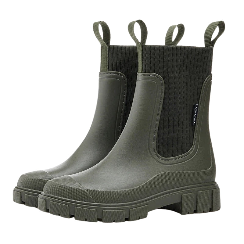 Damen-Schlupfstiefel bis zur Wade mit dicker Sohle 2