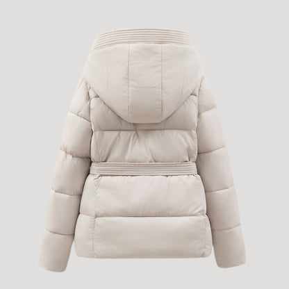 Damen-Winter-Steppjacke mit Kapuze und Gürtel 4