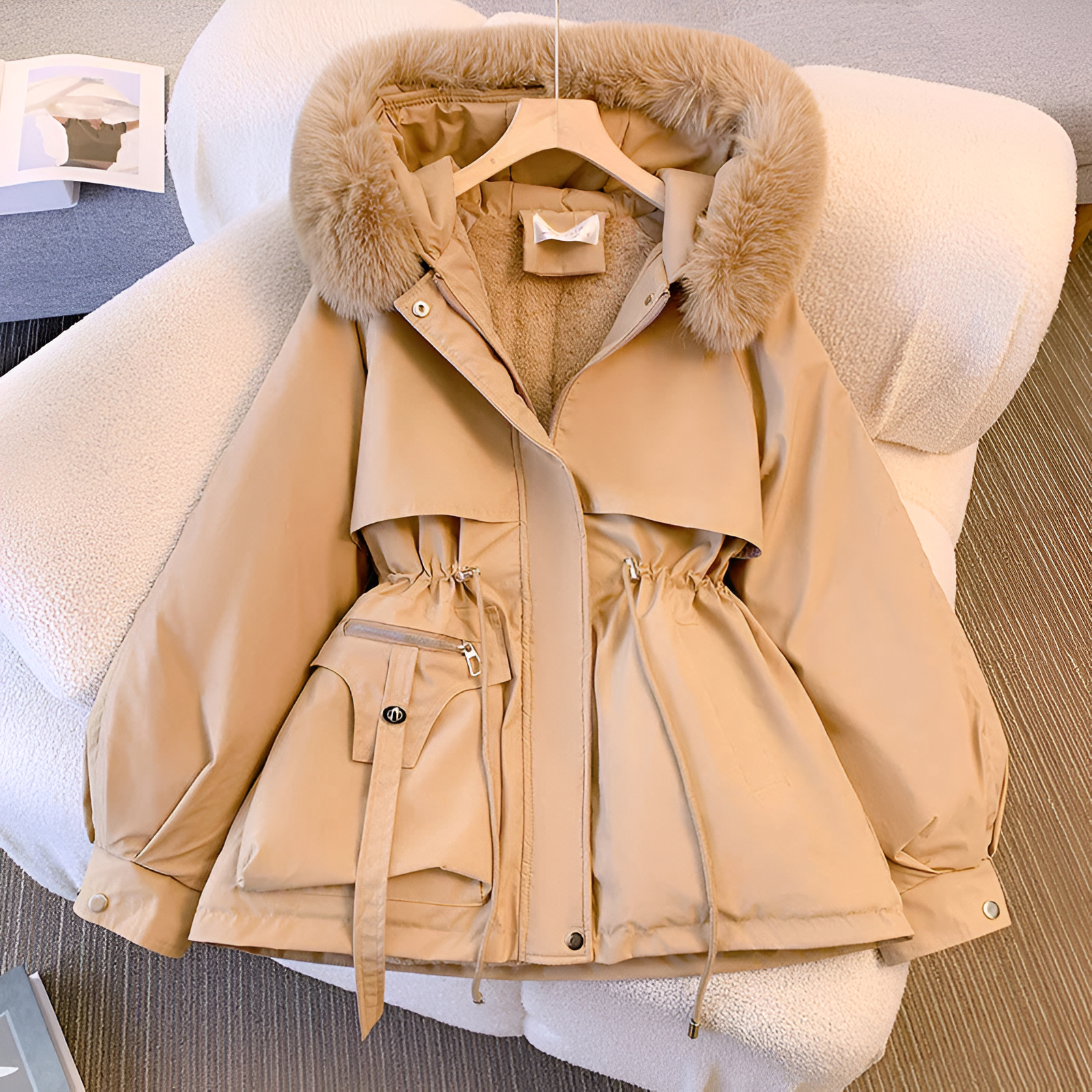 Damen Wintermantel mit Kapuze – Eleganter Parka für kalte Tage, modischer Alltagsbegleiter 