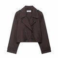 Damen Zweireihiger Trenchcoat mit Taschen – Stylische Herbst Winter Bürojacke
