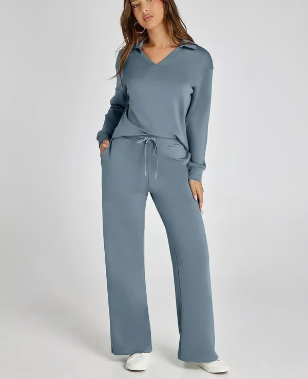 Damen Zweiteiliges Set | Sport Sweatshirt und Weite Hose für Herbst/Winter