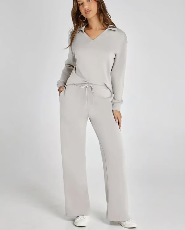 Damen Zweiteiliges Set | Sport Sweatshirt und Weite Hose für Herbst/Winter