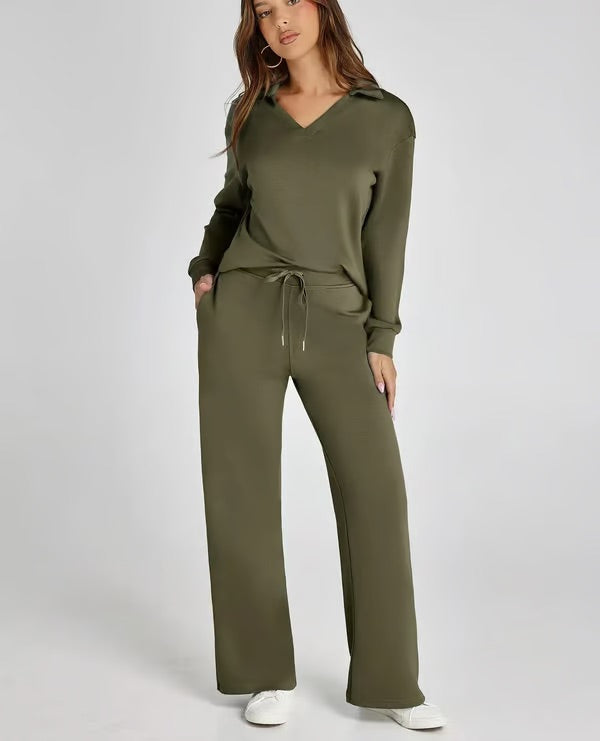 Damen Zweiteiliges Set | Sport Sweatshirt und Weite Hose für Herbst/Winter