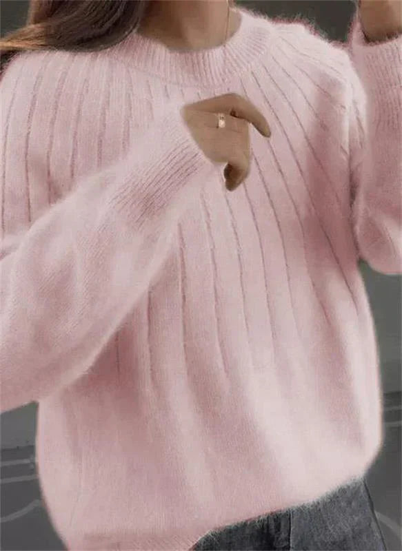 Damenpullover mit Wollstrickstruktur | Lange Ärmel