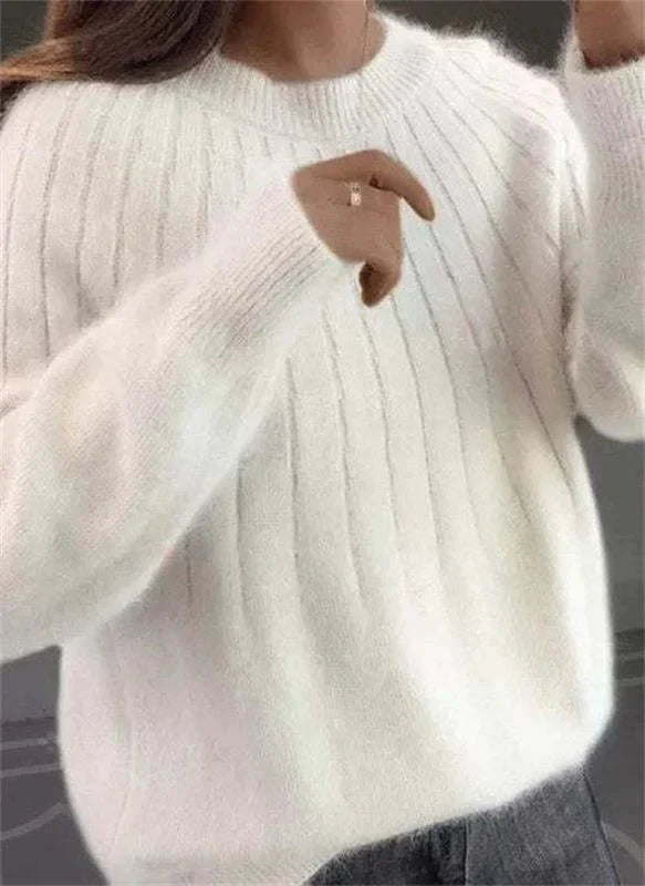 Damenpullover mit Wollstrickstruktur | Lange Ärmel