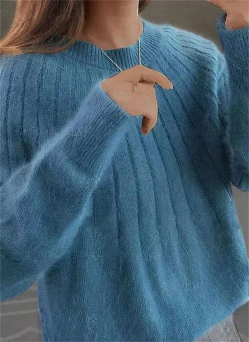 Damenpullover mit Wollstrickstruktur | Lange Ärmel