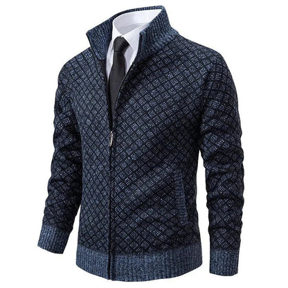 David Herren-Cardigan aus Wollmischung mit Reißverschluss