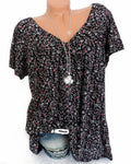 Dina | Damen Bluse mit Blumenmuster und Kurzen Ärmeln | V-Ausschnitt 0