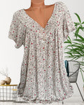 Dina | Damen Bluse mit Blumenmuster und Kurzen Ärmeln | V-Ausschnitt 1