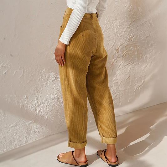 Damen Weite Passform Hohe Taille Hose | Alltagshose