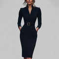 Elegantes Etuikleid mit Kragen und Gürtel – Elegantes Outfit für Büro und Abend 0