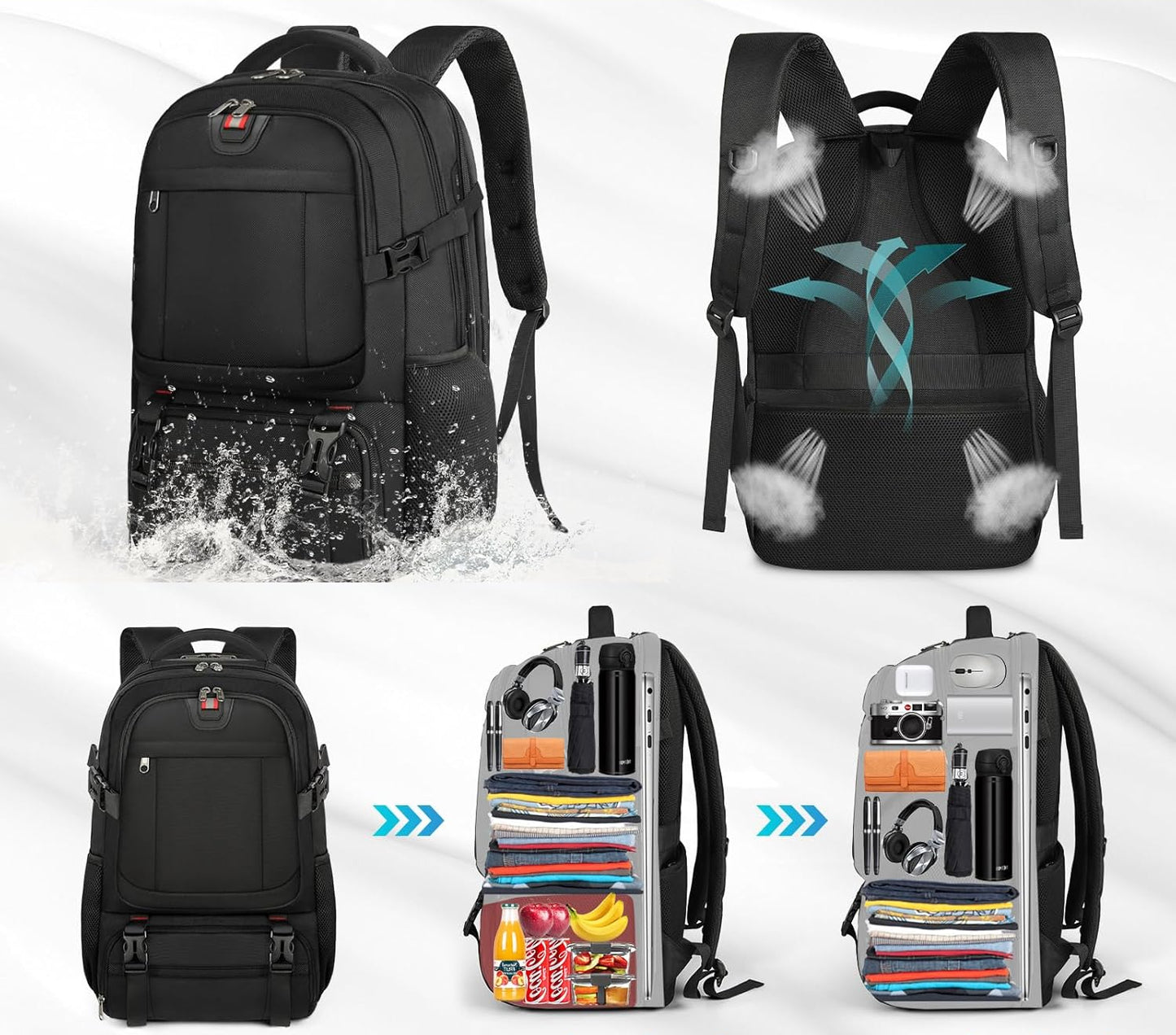 Extra großer Lunch- und Laptop-Reiserucksack mit USB-Ladeanschluss 5