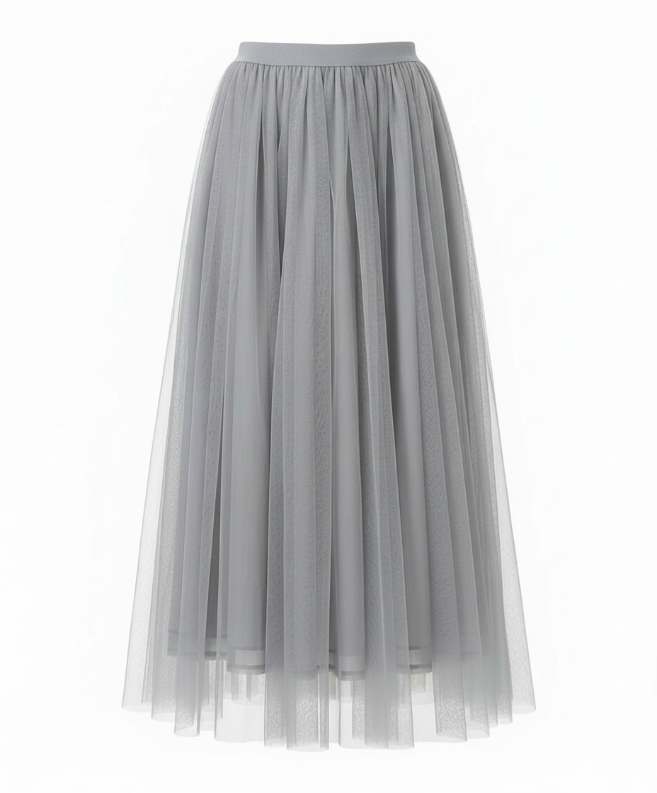 Damen Langarm Enganliegendes Midi Kleid | Transparenter Rock