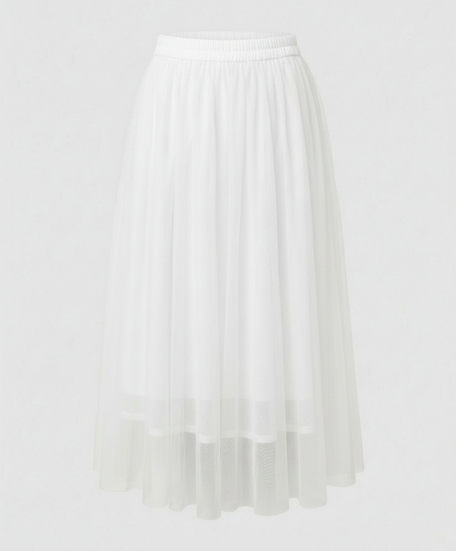 Damen Langarm Enganliegendes Midi Kleid | Transparenter Rock