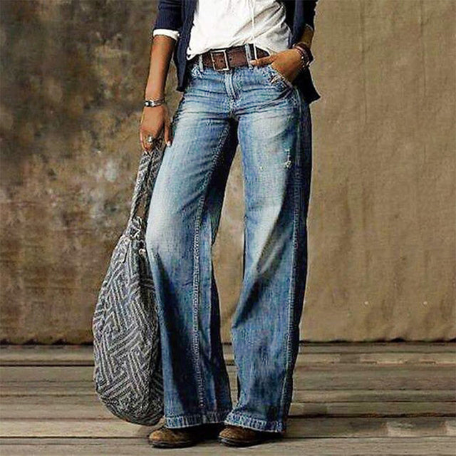 Jean femme coupe ample jambe large | Pantalon de loisirs