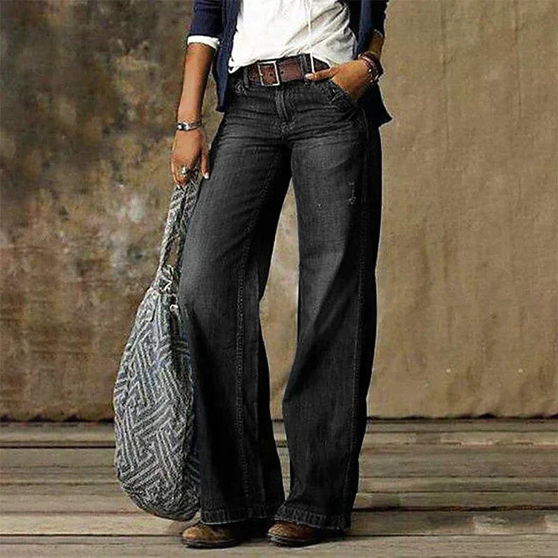 Jean femme coupe ample jambe large | Pantalon de loisirs