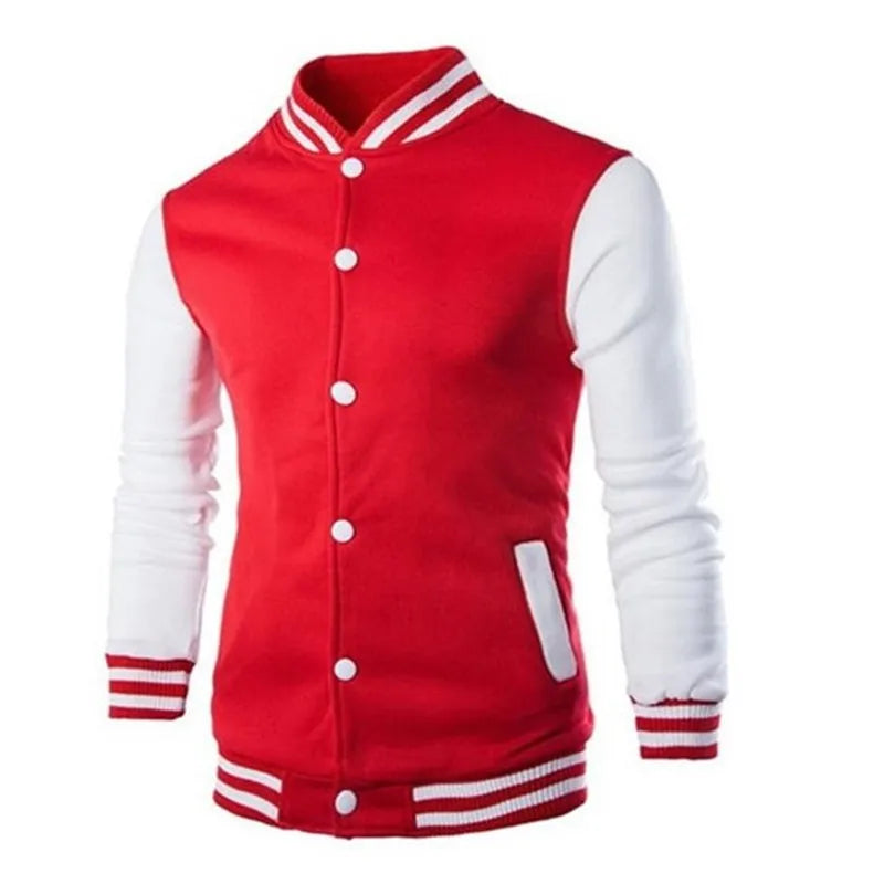 Herren Varsity Jacke mit Druckknöpfen Kontrastärmeln | Kontrast